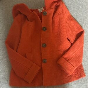 Tulle Orange Hooded Peacoat
